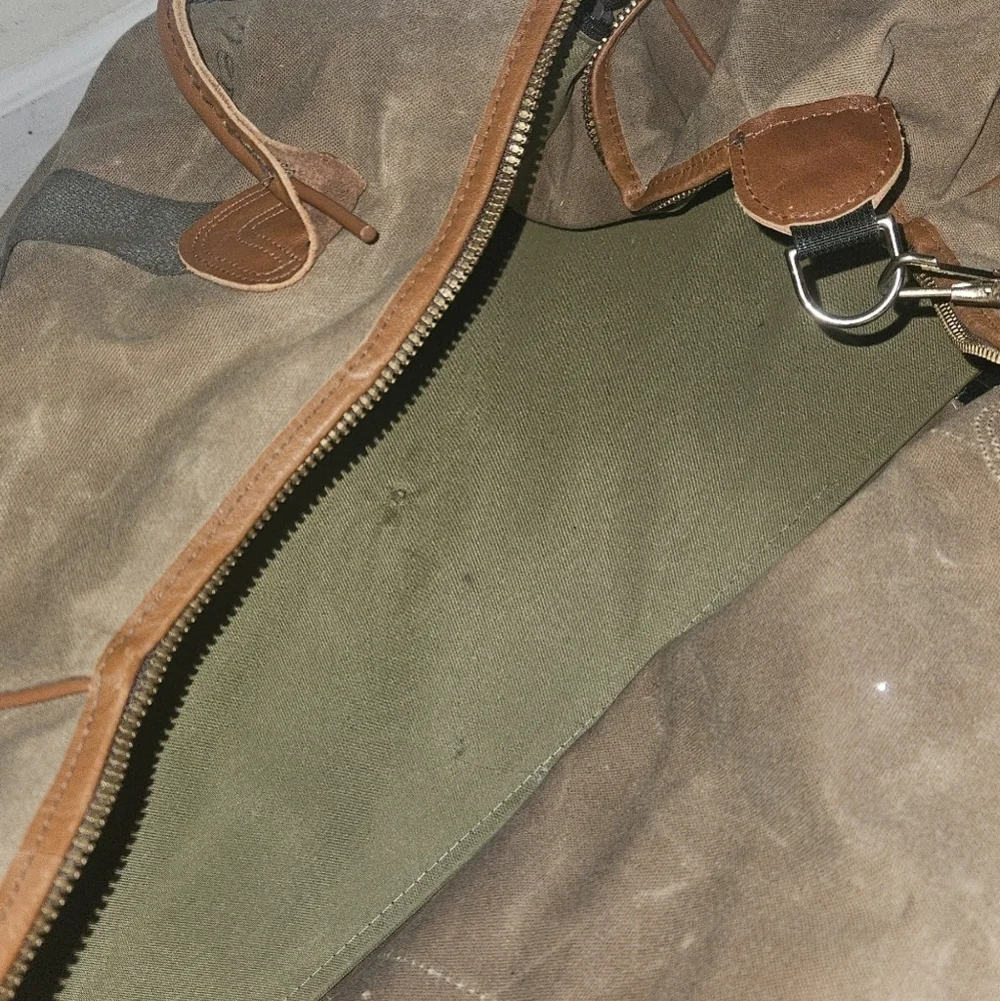 Vintage L.L. Bean XLarge Canvas & Leather Duffle Bag – Green Army